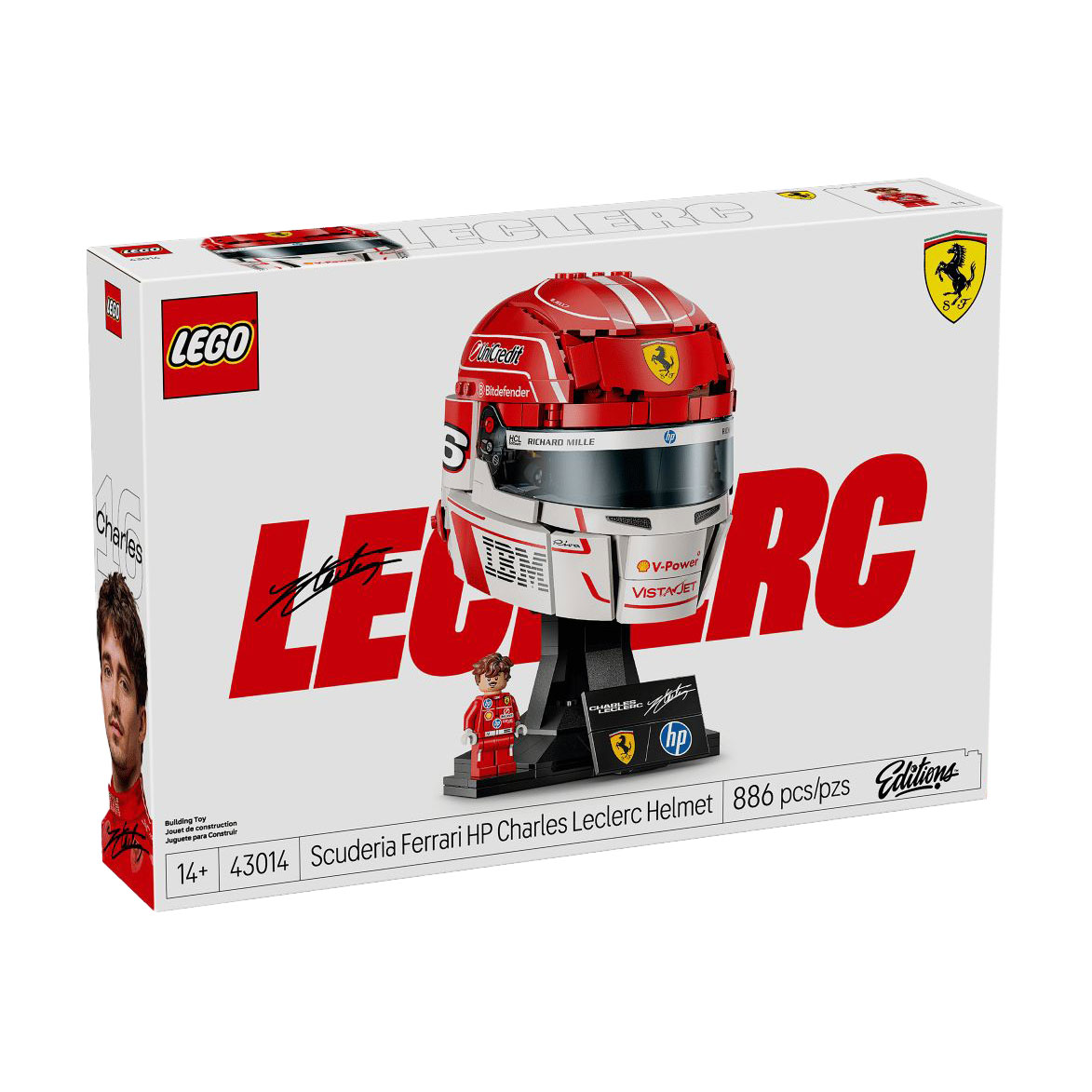 Конструктор LEGO Editions Formula 1 Шолом Шарля Леклера з команди Scuderia Ferrari HP, 886 деталей, від 14 років (43014)